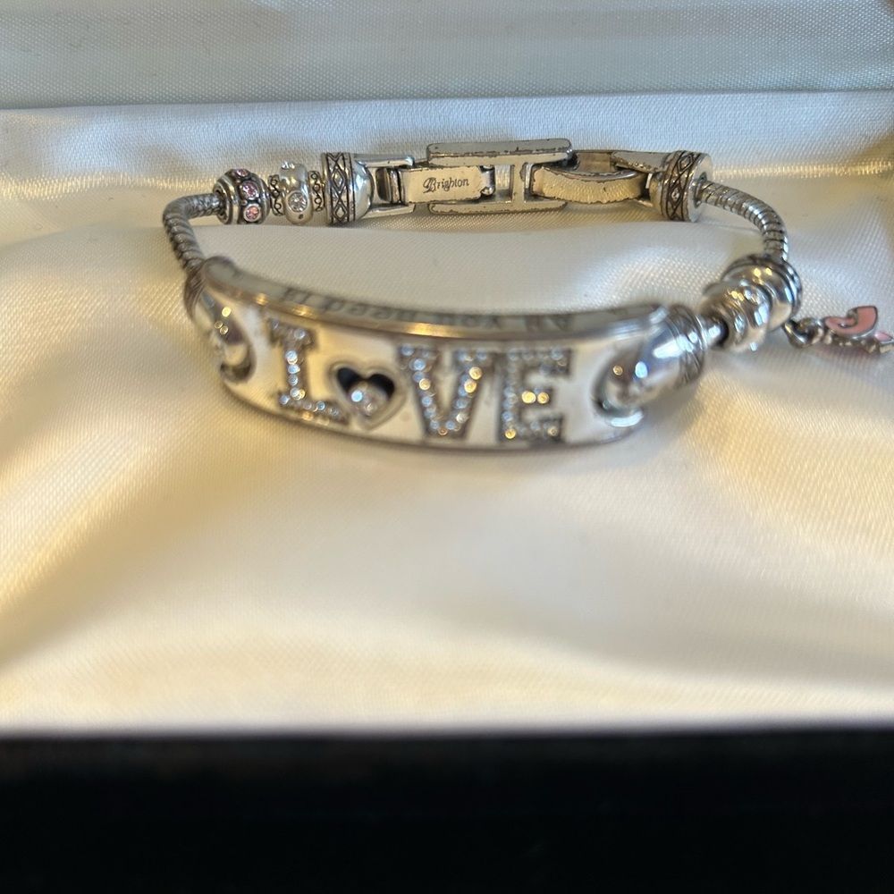Brighton Silver and Pink Love Charm Breast Cancer Bracelet